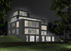 Villa Seeblick_Privater Wettbewerb für eine Villa am Starnbergersee/Berg_Bei Nacht Tröger Architekten München 3/3